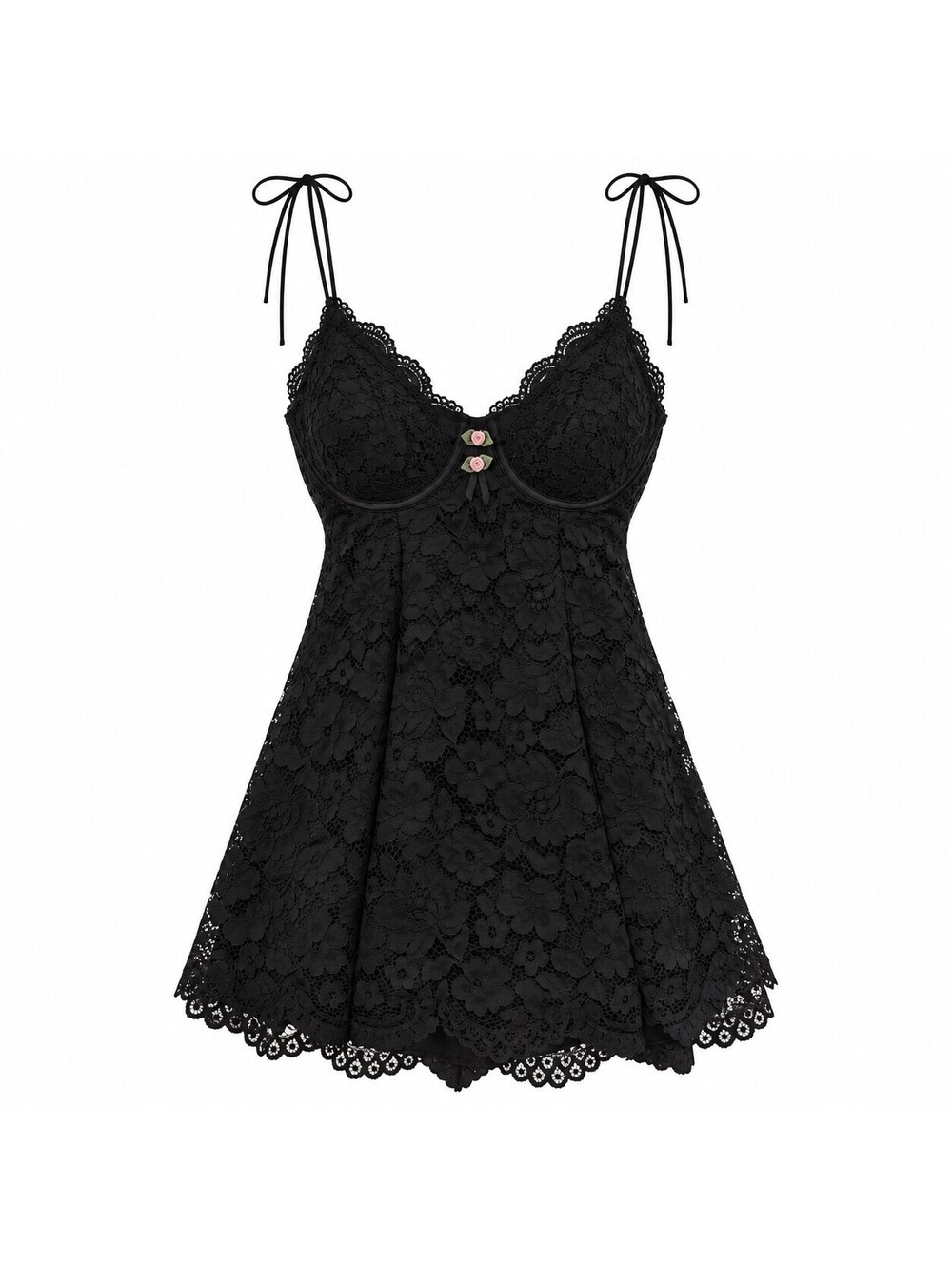 For Love & Lemons x Victoria’s Secret Creamsicle Lace Slip Dress Black